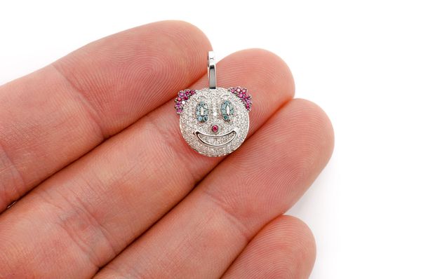 Clown Emoji Diamond Pendant 14k Solid Gold 0.75ctw