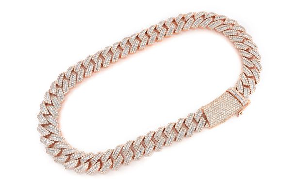 23MM Raised Baguette Miami Cuban Link Diamond Necklace 14k Solid Gold 82.00ctw