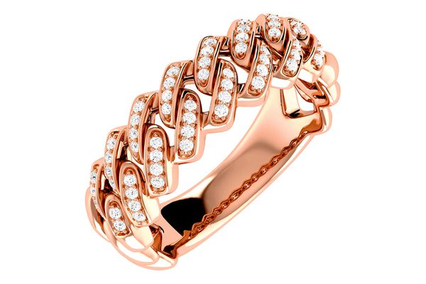 Cuban Link Diamond Ring 14k Solid Gold 0.15ctw