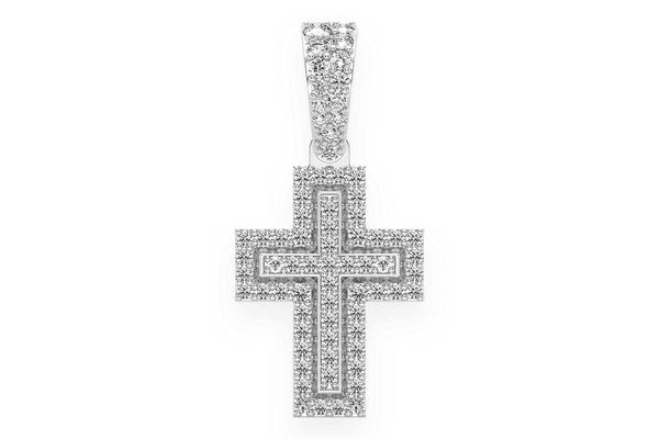 Border Angled Cross Diamond Pendant 14k Solid Gold 0.35ctw