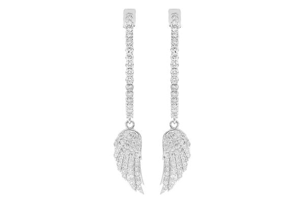 Angel Wing Diamond Hoop Earrings 14k Solid Gold 1.85ctw