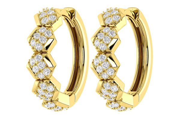 Staggered Diamond Hoop Earrings 14k Solid Gold 0.30ctw