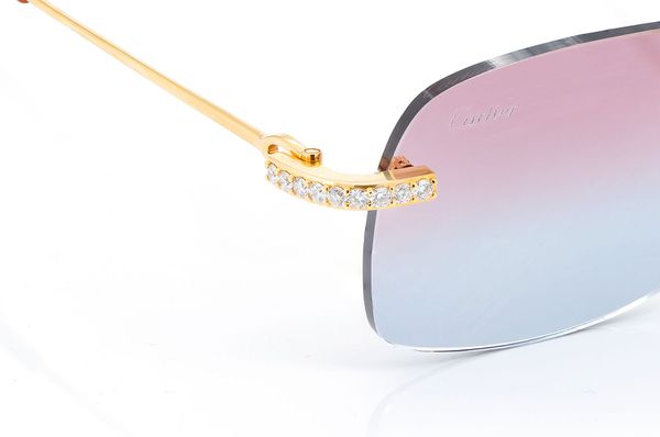 Cartier Glasses Iced Out Diamond Rimless - 2.50ctw - Yellow Gold