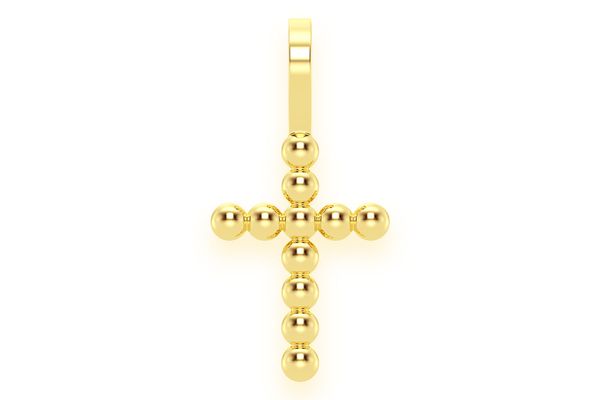 Bead Cross Pendant 14k Solid Gold