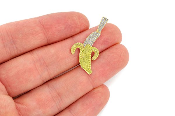 Banana Peel Diamond Pendant 14k Solid Gold 1.20ctw