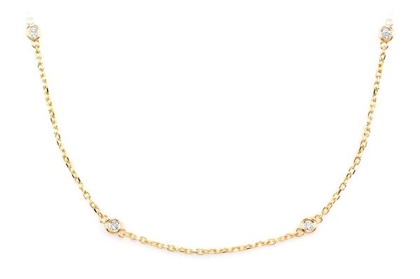 Ten Stone Station Bezel Diamond Necklace 14k Solid Gold 0.30ctw