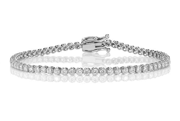 3pt Crown Set Diamond Tennis Bracelet 14k Solid Gold 2.00ctw 