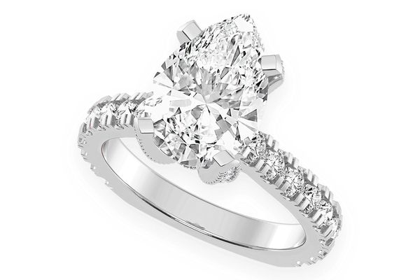 Thinn - 3.00ct Pear Solitaire - Single Row Scallop - Diamond Engagement Ring - All Natural