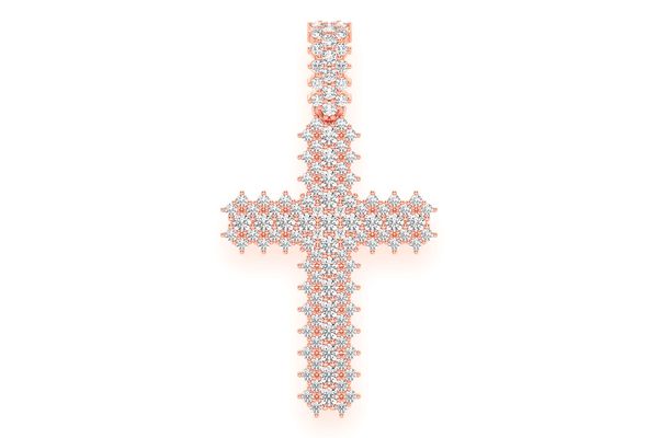 Small 5 Row Jagged Cross Diamond Pendant 14k Solid Gold 0.75ctw