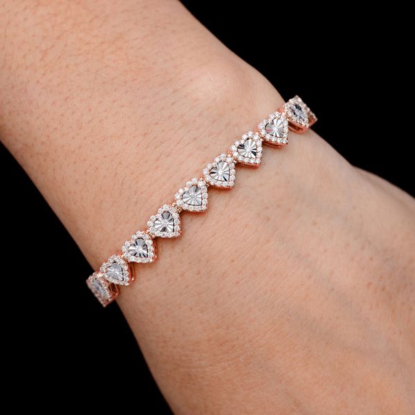 Miracle Set Heart Link Diamond Bracelet Solid Gold 2.75ctw