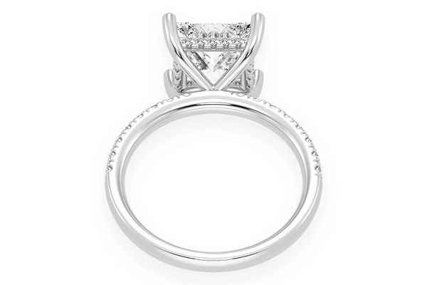 Thinn - 3.00ct Princess Solitaire - One Row Under Halo - Diamond Engagement Ring - All Natural Vs Diamonds