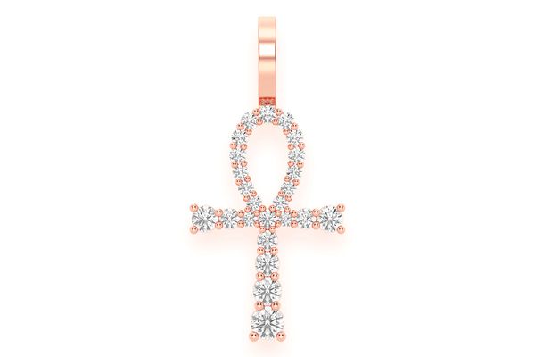 Ankh Graduated Diamond Pendant 14k Solid Gold 0.25ctw