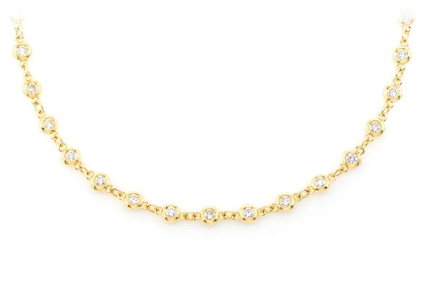 Eternity Round Bezel Set Diamond Necklace 14k Solid Gold 2.25ctw