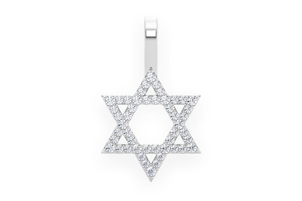 Star Of David Diamond Pendant 14k Solid Gold 0.25ctw