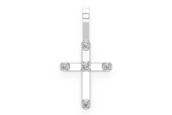 5 Diamond Cross Pendant 14k Solid Gold 