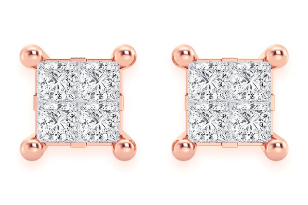 1.00ctw Quad Stud Diamond Earrings 14k Solid Gold 