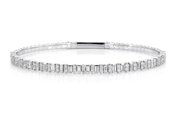 Baguette & Round Flex Bangle Bracelet 14k   2.25ctw