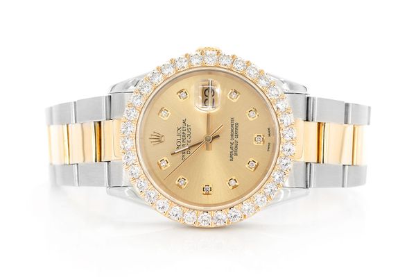 Rolex Datejust 36MM 18k Yellow Gold & Steel (16203) - 3.50ctw Diamond Bezel