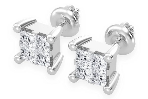 0.75ctw Quad Stud Diamond Earrings 14k Solid Gold 