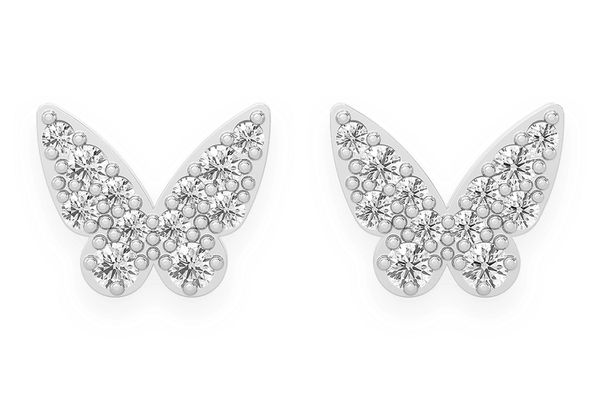 Butterfly Stud Diamond Earrings 14k Solid Gold 0.15ctw