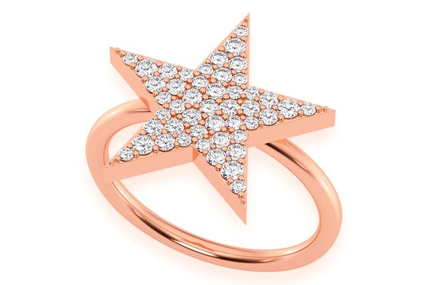 5 Point Star Ring 14k Solid Gold 0.35ctw 