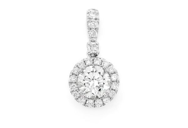 Round Halo Diamond Pendant 14k Solid Gold 1.25ctw