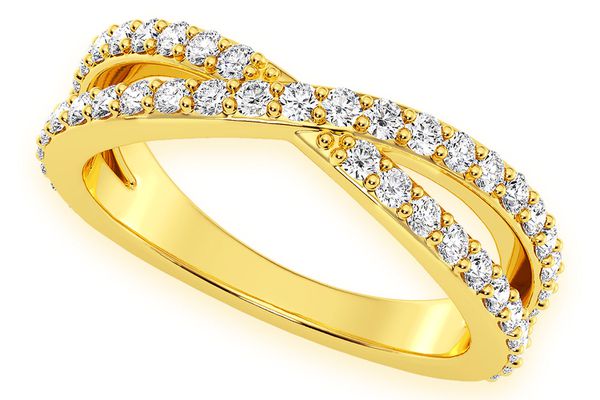 Cross Over Diamond Ring 14k Solid Gold 0.50ctw