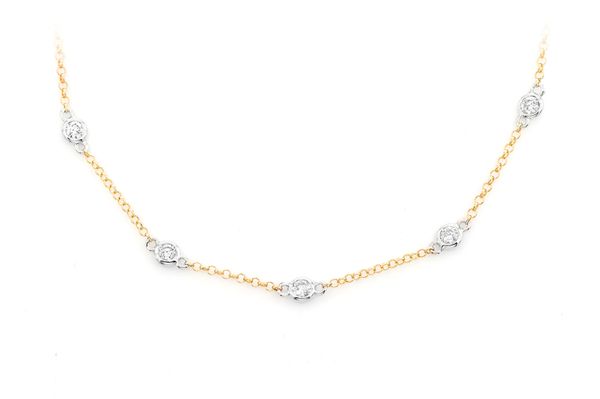 Eternity Round Bezel Set Diamond Necklace 14k Solid Gold 1.00ctw