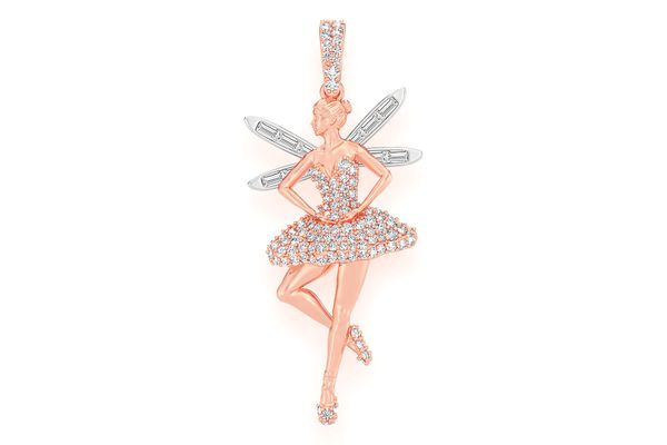 Ballerina Wings Diamond Pendant 14k Solid Gold .65ctw