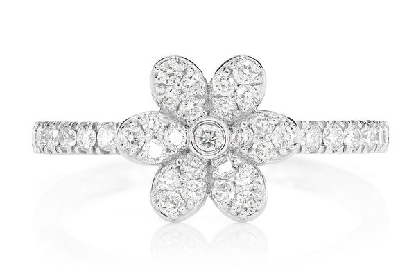 Flower Diamond Ring 14k Solid Gold 0.50ctw