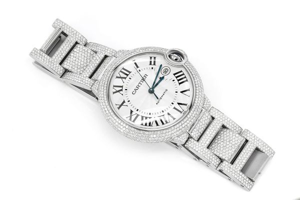 Cartier Baloon Bleu Stainless Steel (wsbb0049) - Fully Iced Out 16.89ctw