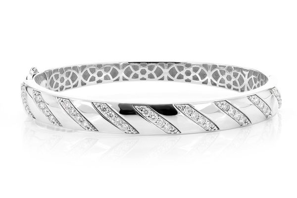 Striped Diamond Bangle 1.00ctw 14k Solid Gold