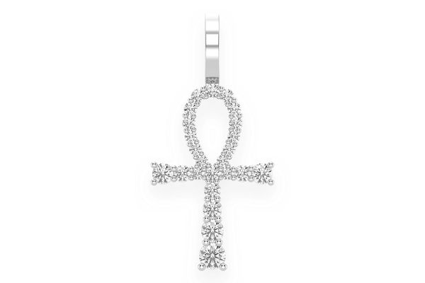 Ankh Graduated Diamond Pendant 14k Solid Gold 0.25ctw