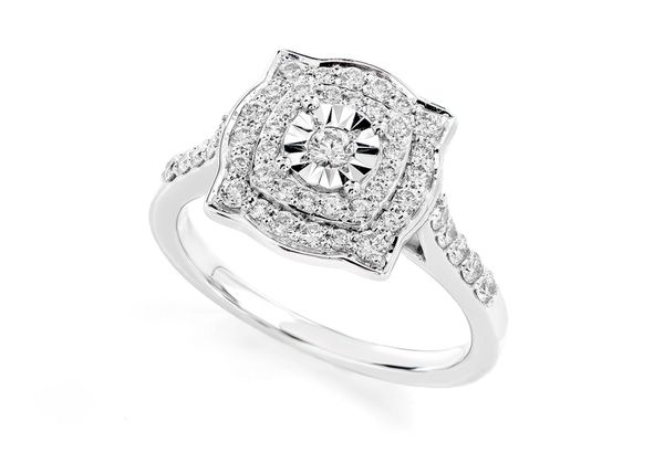 0.55ctw Double Halo Round Solitaire Miracle - Diamond Engagement Ring - All Natural