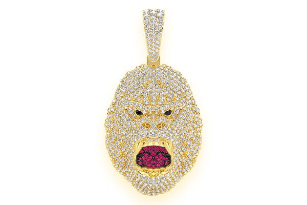 Gorilla Diamond Pendant 14k Solid Gold 4.50ctw