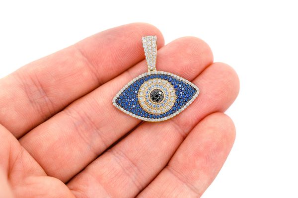 Evil Eye Diamond Pendant 14k Solid Gold 2.20ctw