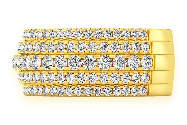 5 Row Round Diamond Band 14k Solid Gold 2.00ctw