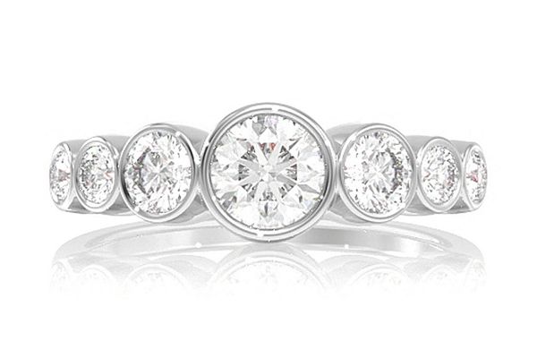 7 Bezel Set Diamond Engagement Ring - All Natural - 1.20ctw