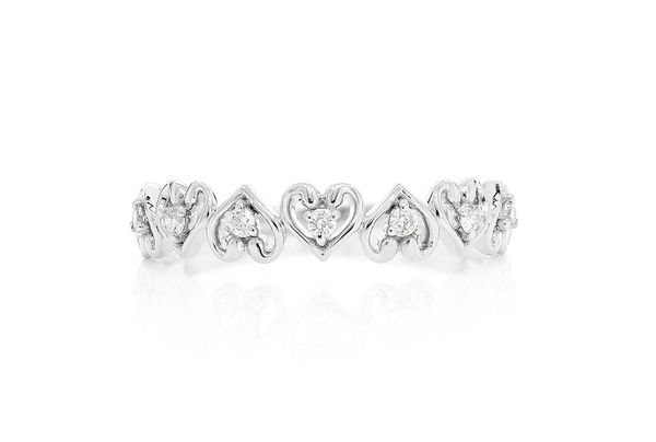 Heart Link Diamond Ring 14k Solid Gold 0.10ctw