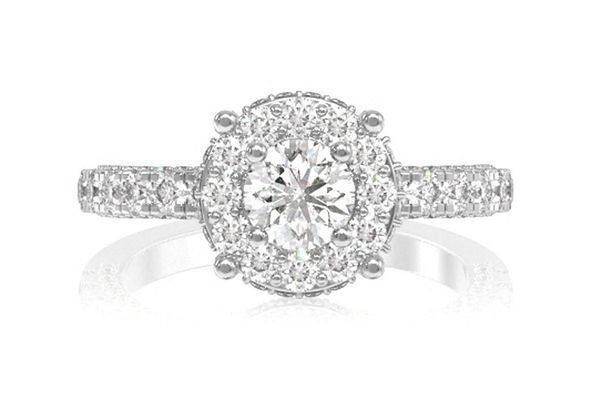 1.50ctw Single Halo Round Deluxe Diamond Engagement Ring- 14k Solid Gold- All Natural