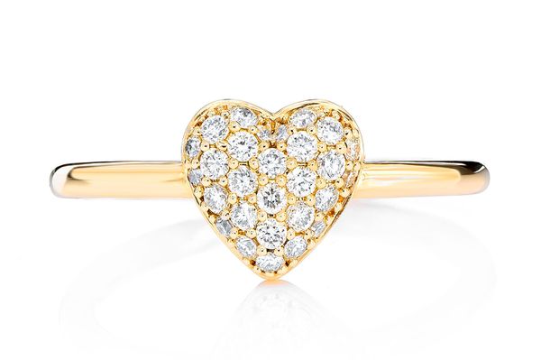 Diamond Bubbly Heart Ring 14k Solid Gold 0.20ctw