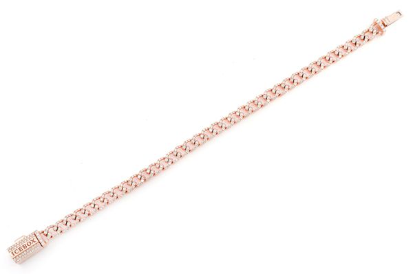 6MM Diamond Curb Link Bracelet 14k Solid Gold 4ctw