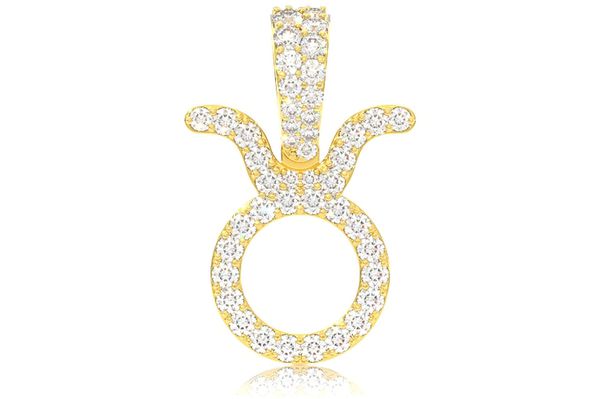 Taurus Zodiac Diamond Pendant 14k Solid Gold 0.75ctw 