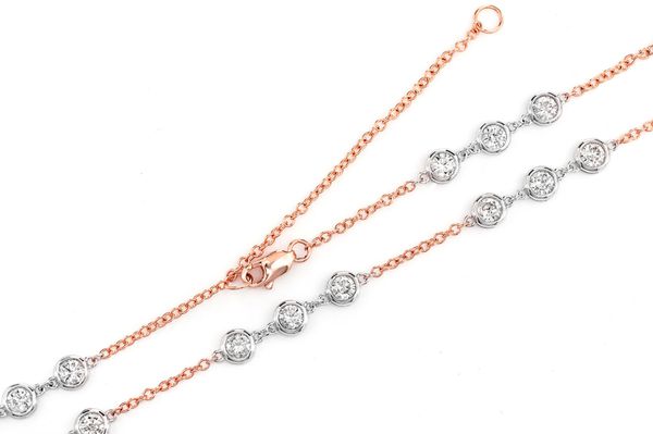 Trio Bezel Necklace 14k   3.65ctw