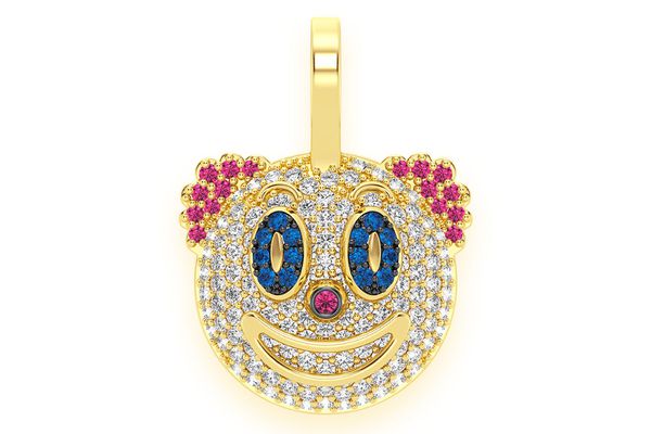 Clown Emoji Diamond Pendant 14k Solid Gold 0.75ctw