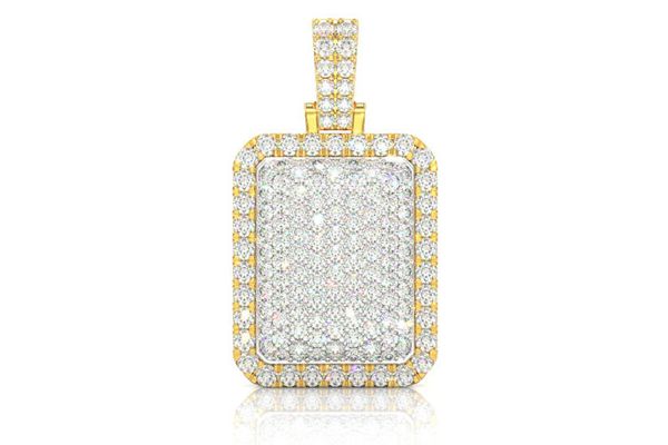 Pillow Double Layer Diamond Pendant 14k Solid Gold 6.75ctw