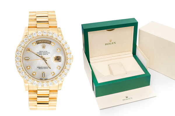 Rolex Day Date 36MM 18k Yellow Gold (18038) - 3.75ctw Diamond Bezel