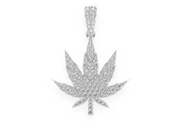 Cannabis Leaf Diamond Pendant 14k Solid Gold .85ctw