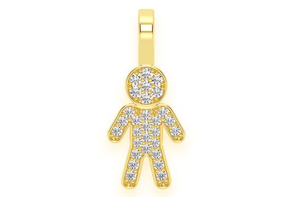 Boy Diamond Pendant 14k Solid Gold 0.10ctw