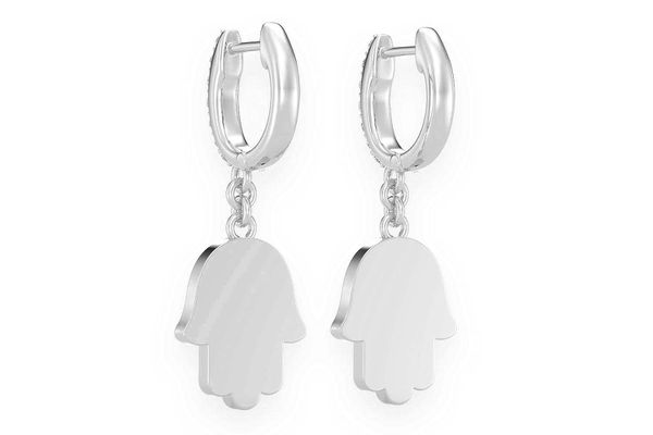 Hamsa Dangling Diamond Earrings 14k Solid Gold 0.56ctw